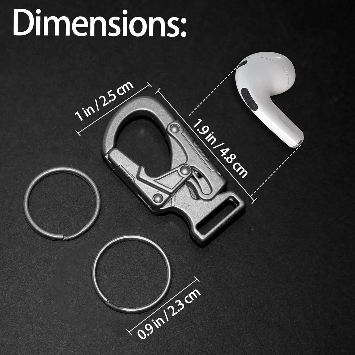 Ahiller Carabiner Clip,1.9'' Alloy Car Keychain Clip with 2 1.9", Silver-1P
