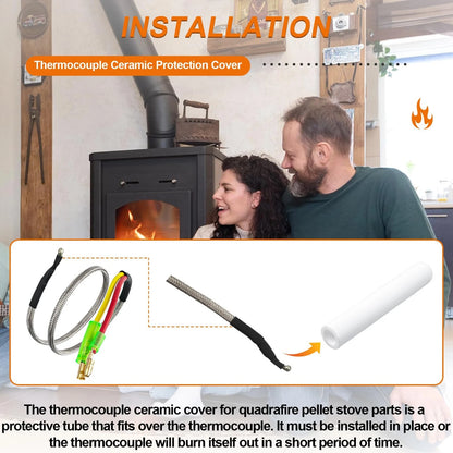 Replacement for QuadraFire Pellet Stove Thermocouple Ceramic Protection White