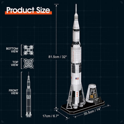 NASA Apollo Saturn V 3D Puzzles for Adults Kids Space Toys Large, Green