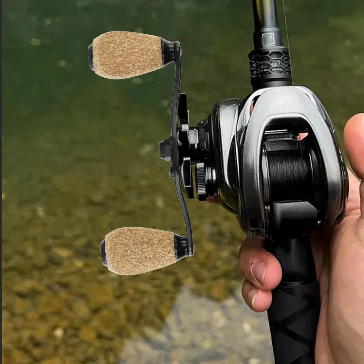 Mewutal Fishing Reel Handle Replacement Parts with Black+Dark Yellow