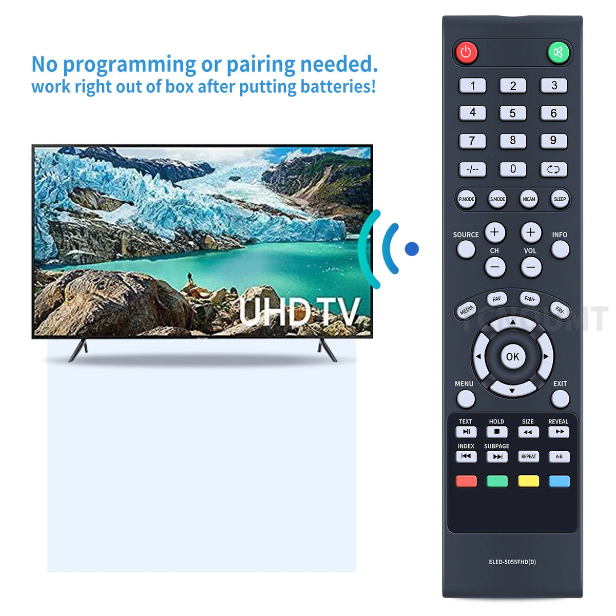 Replacement Remote Control For Elekta 50 Inch FHD LED TV ELED-5055FHD