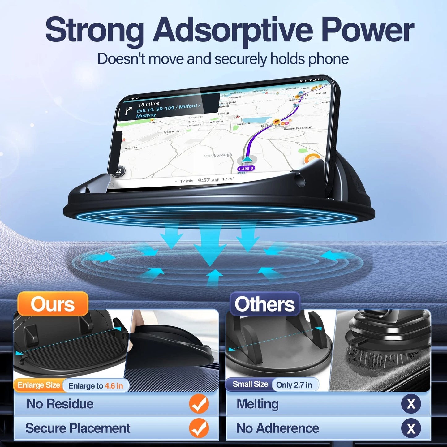 Loncaster Car Phone Holder, Mount Silicone Pad 1 Pack, Black