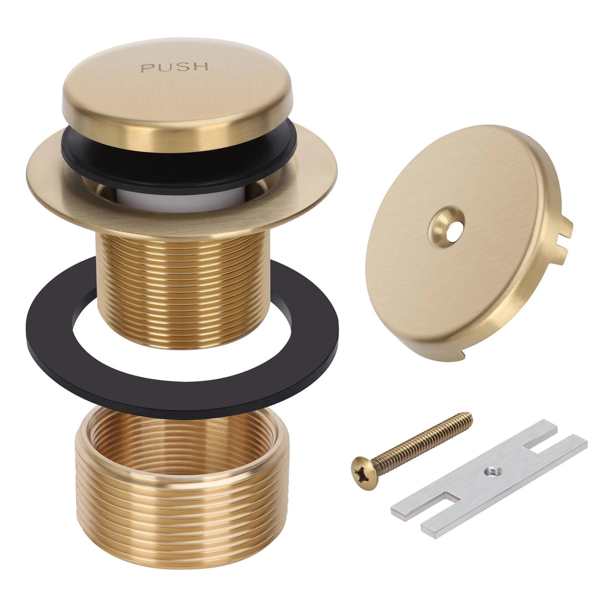 PRIMSOPH Tip-Toe Tub Drain Trim Kit with One Hole Overflow Brushed Gold