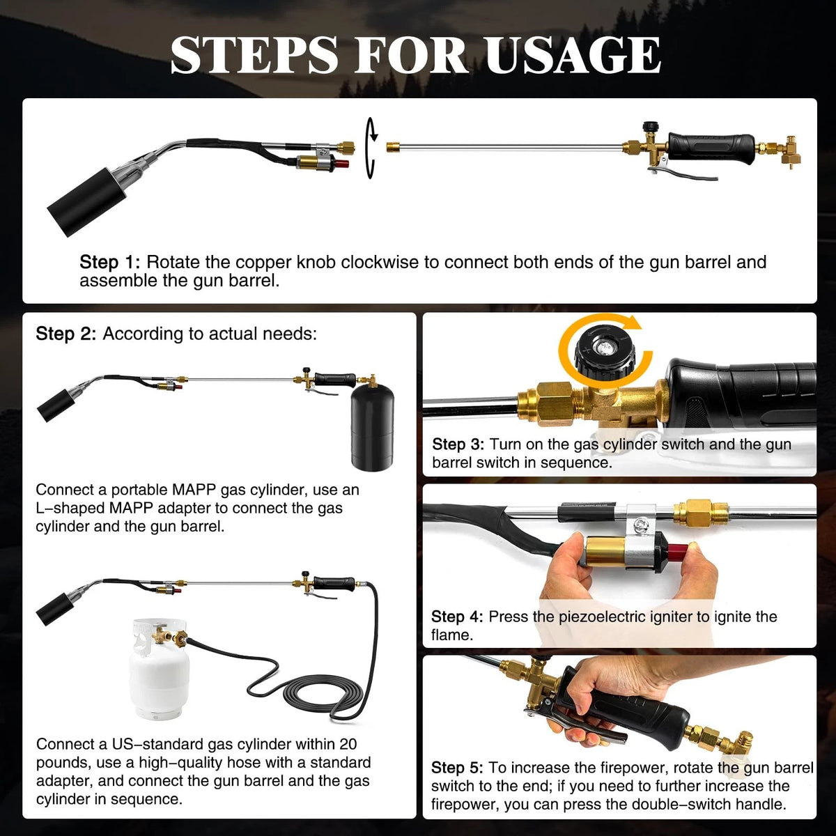 Propane Torch Weed Burner, 1,800,000 BTU Outdoor with 10FT High...