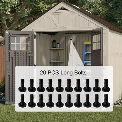 20 PCS Long Bolts Compatible with Suncast Storage Sheds 1/4 in, Black