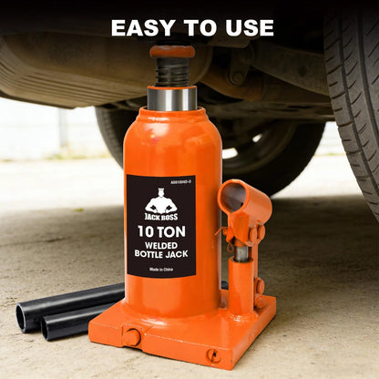 Jack Boss Bottle 10 Ton (20,000 LBs) Hydraulic Car Jack, 10 TON, Orange