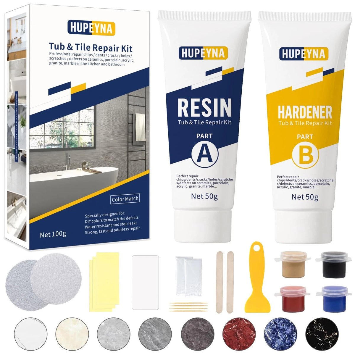 Tub, Tile and Shower Repair Kit (Color Match), Hupeyna SD633, More Color
