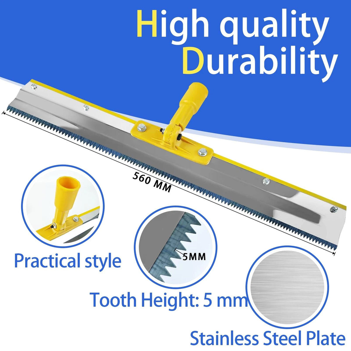 VKE Self Leveling Concrete Tools, Stainless Kit 63, Yellow