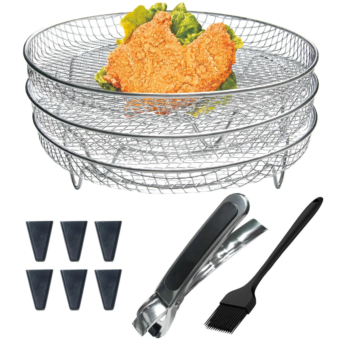 Air Fryer Racks Stainless Steel 11Pcs Universal 7.9''x1.9'', Silver