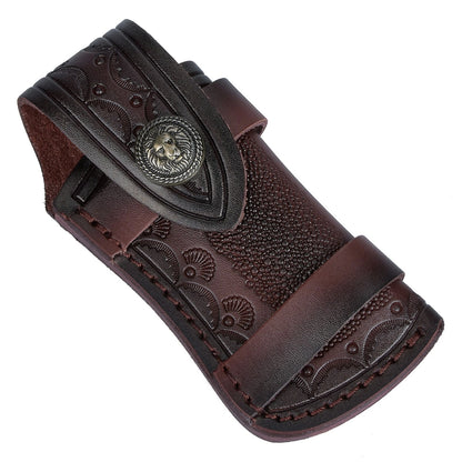 Leather 4'' Folding Knife Holder Sheath Leather Storage Pouch Belt Bag c