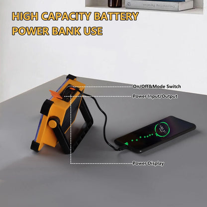 YXQUA 120W Solar Rechargeable Work Light, 144 LED 10000LM, IP65 Yellow