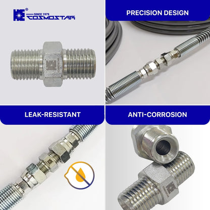 Cosmostar 1/4" x Hose Fitting for Connecting 0.25 Inch, Sliver