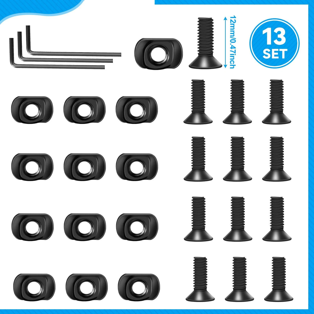 REERON Single Picatinny Rail Section Adapter 6 Pack 3 5 7 9 11 13 Slot Black
