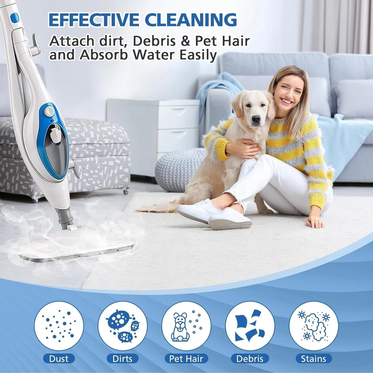LINNIW 6 Pack Replacement Steam Mop Pads Compatible for of 6, PAD 6
