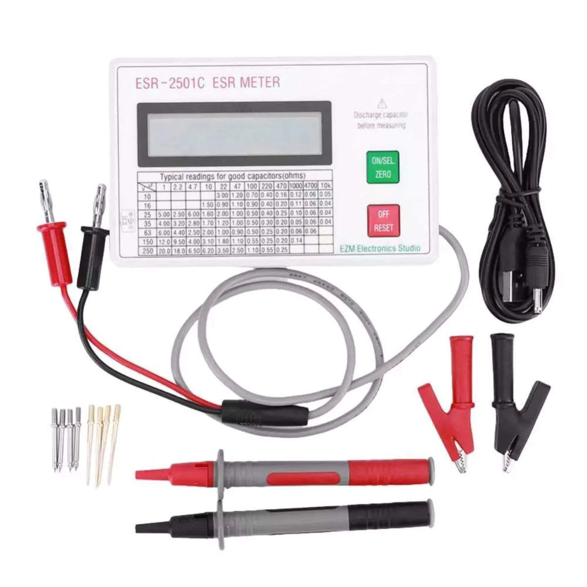 ABS Handheld ESR DCR Capacitor Tester High Accuracy Capacitance Meter Tool