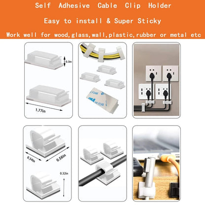 319pcs Cable Management Organizer Kit, Desk Cord Organizer, 98 Adhesive Black