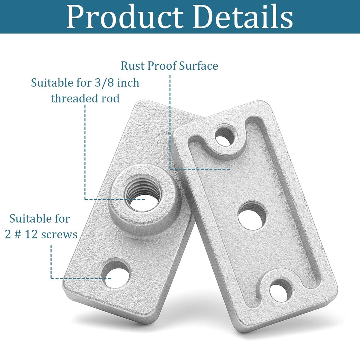 20 Pcs Ceiling Flange Hangers for 3/8" Threaded Rod Plate Silver