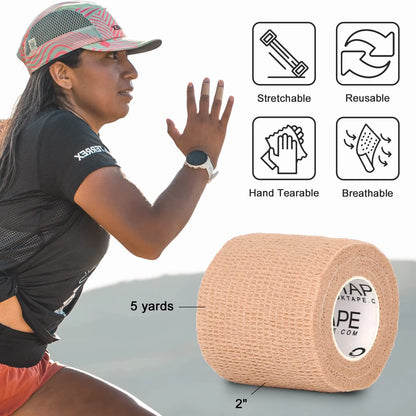 OK TAPE Self Adherent Cohesive Bandages Wrap 2 In x 5 Yards, Mix Color 01