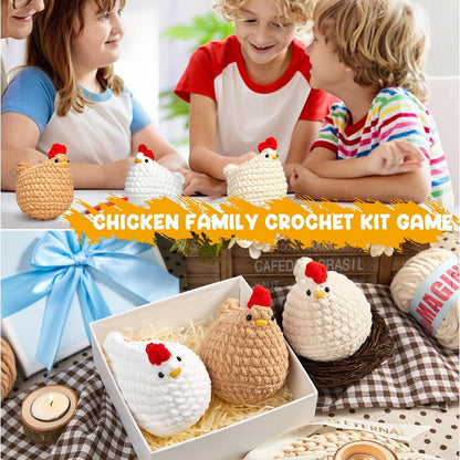 MAGIMUSE Crochet Kit for Beginners, 3 Pcs Chicken Small, 3