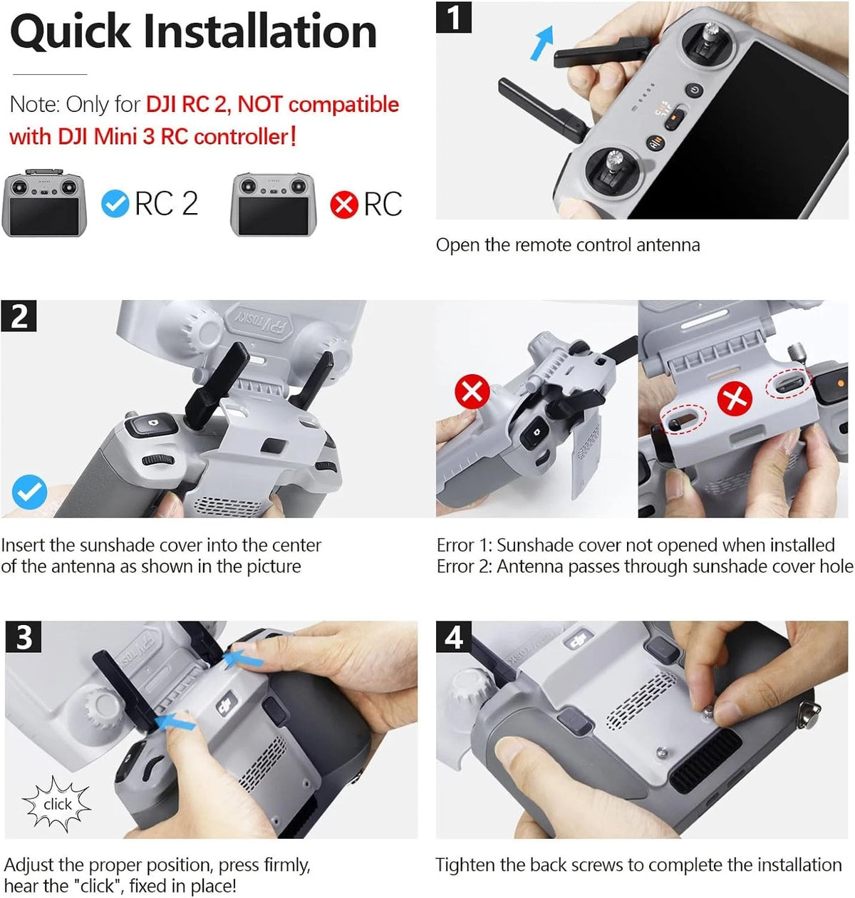 FPVtosky 2-in-1 Mini 5/4 Pro RC 2 Sun Hood & RC2 Protective Cover, Grey
