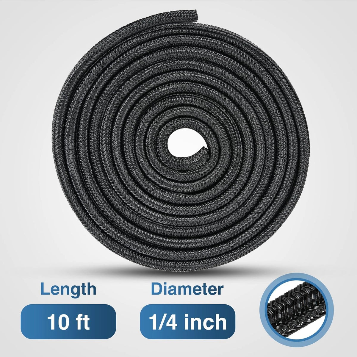 Nilight Cable Sleeve, 10ft-1/4inch Cord Management Sleeves, 1/4"-10ft, Black