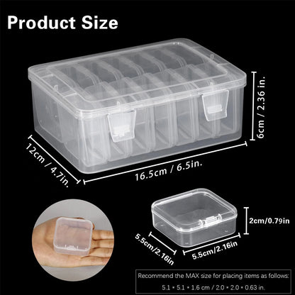 Mathtoxyz Small Bead Organizers, 14 Pieces Plastic Storage Small, Clear - 1P