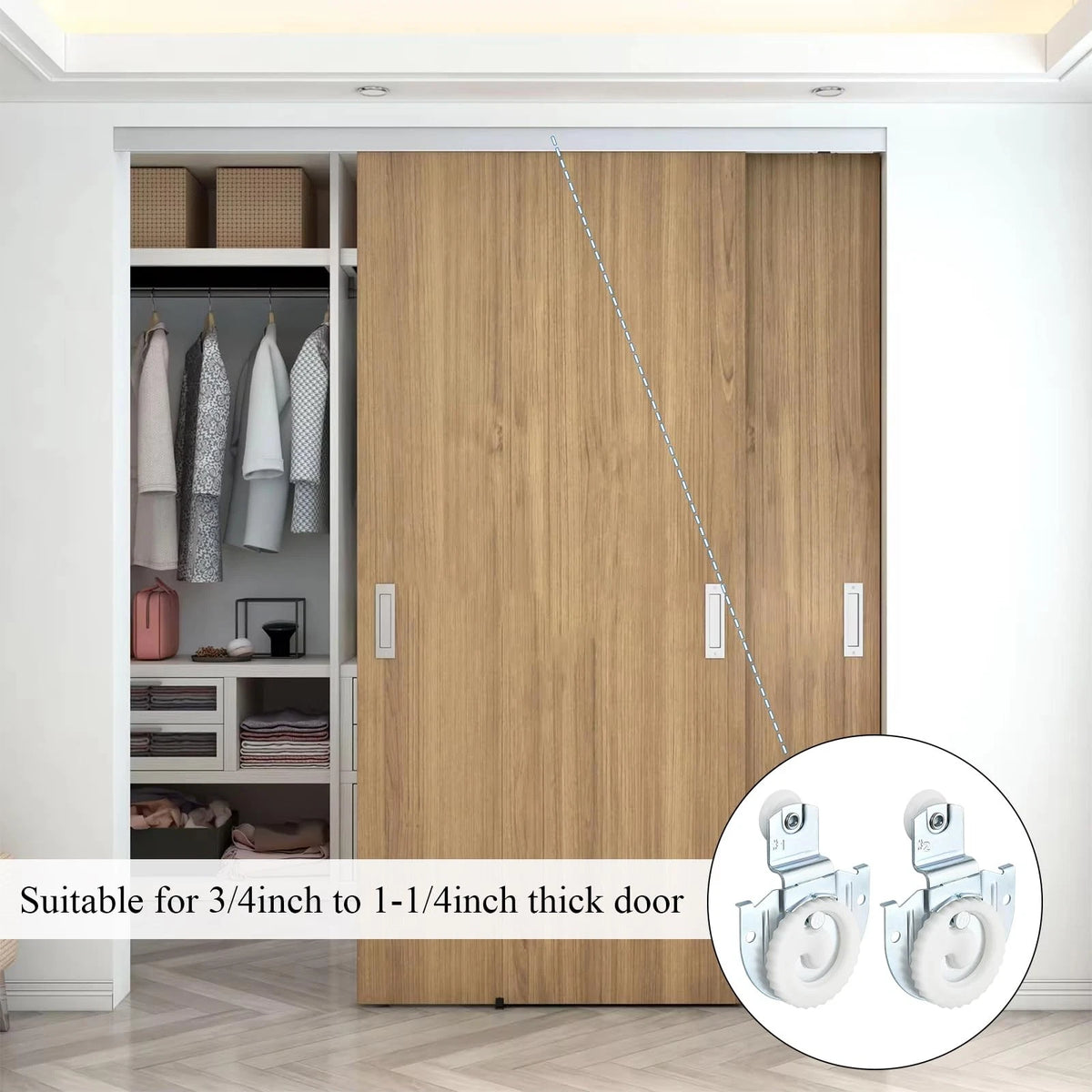 Milkary 12 Pack 6 Set Sliding Closet Door Roller Kit, #1#2 Bypass Silver