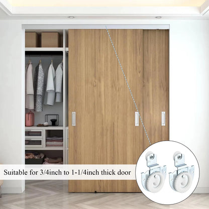 Milkary 12 Pack 6 Set Sliding Closet Door Roller Kit, #1#2 Bypass Silver