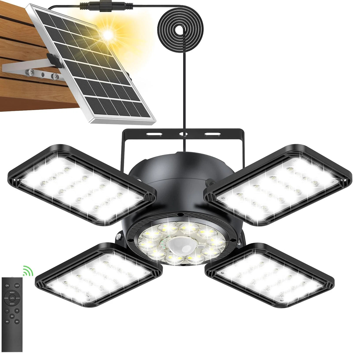 Latband Solar Shed Light Outdoor Indoor Upgrade 1200LM 174LED 4 and 1 Black
