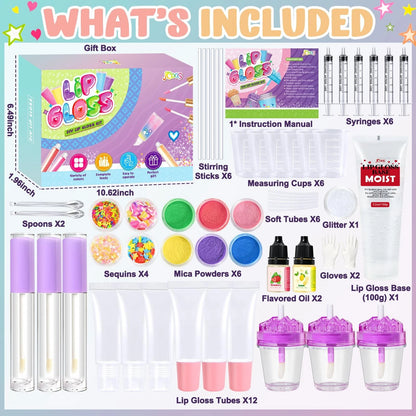 Jcoos Lip Gloss Making Kit, Fun Kit 0.62 Fl Oz (Pack of 66), Purple