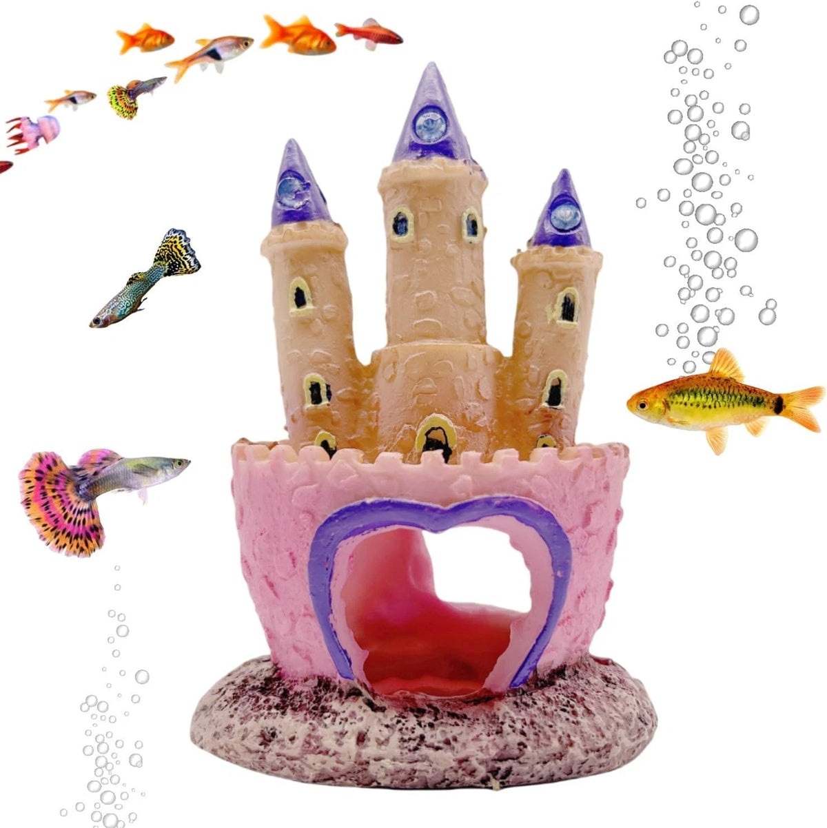 Small Cartoon Aquarium Castle Decor, Fish Tank Fairy Pink Hide