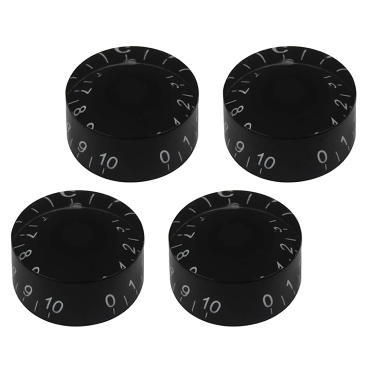 FLEOR 4pcs Black Guitar Knobs Top Hat Volume Tone with White Scale