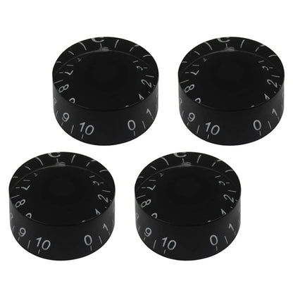 FLEOR 4pcs Black Guitar Knobs Top Hat Volume Tone with White Scale