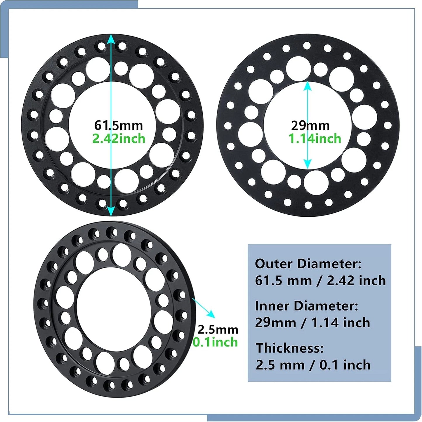 Zolikar RC 2.2 Beadlock Wheel Rings 4Pcs for 1/10 Scale Crawler Car SCX10...
