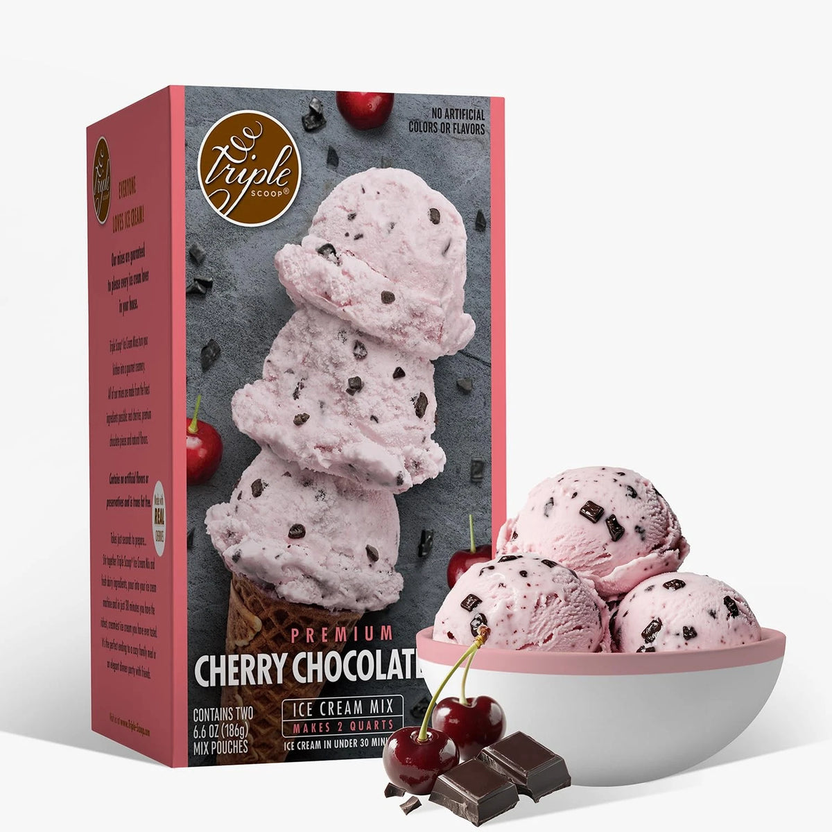 Triple Scoop Cherry Choc Chip Ice Cream Mix, Gourmet, Ready In 5 Min, 2 Pack