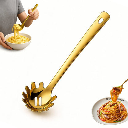 Stainless Steel Pasta Spoon with Teeth Gold Steel,