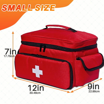 MiimGogo First Aid Bag Empty 12" x 9" x 7" Medical Red Pill Small,