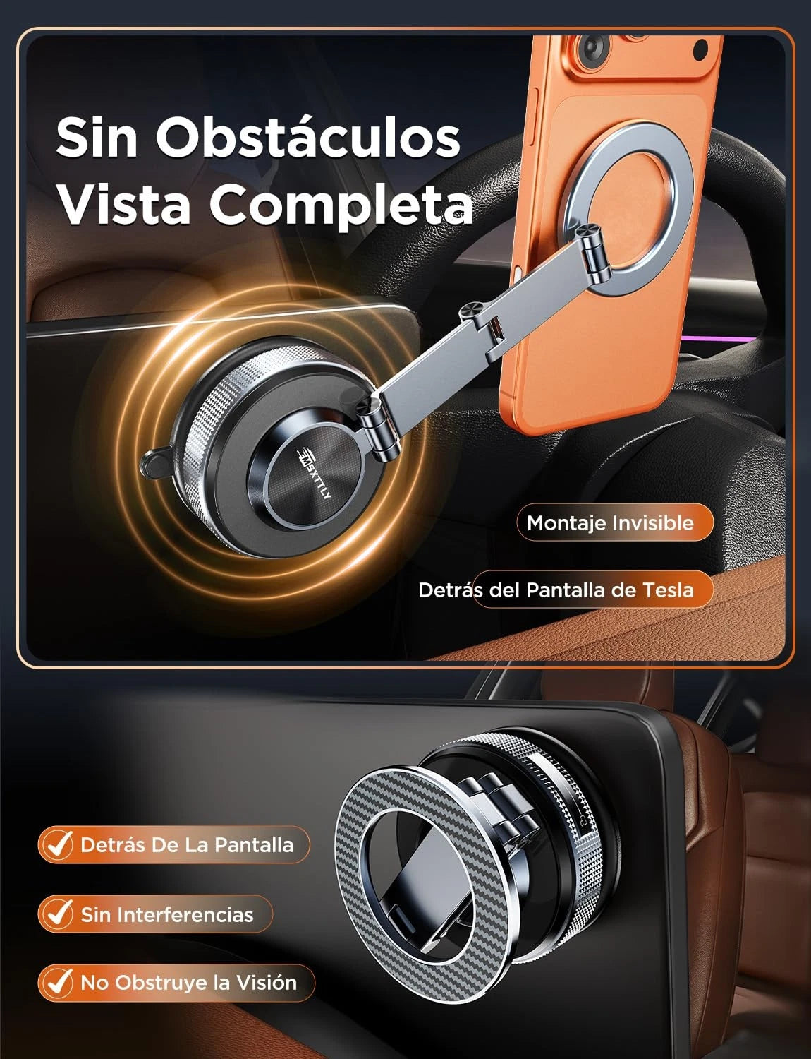 MSXTTLY Magnetic Car Phone Holder 360° Adjustable Tesla Space Gray