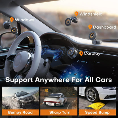 Magnetic Phone Holder for Car [98+ LB Strongest Suction & 2800gf Dark Black