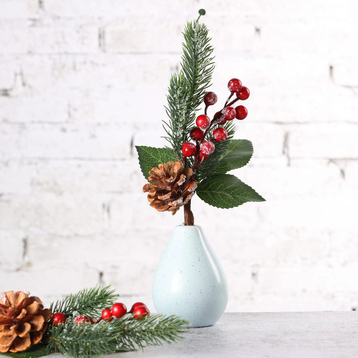 Boao 12 Pcs 11'' Large Christmas Pine Picks Tree Decoration 11 Inch, Berry