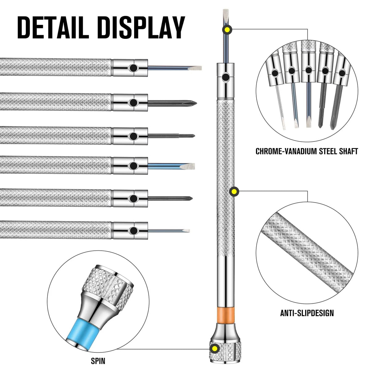 13 Pieces Jewelers Screwdriver Set Micro Precision Watchmaker Silver