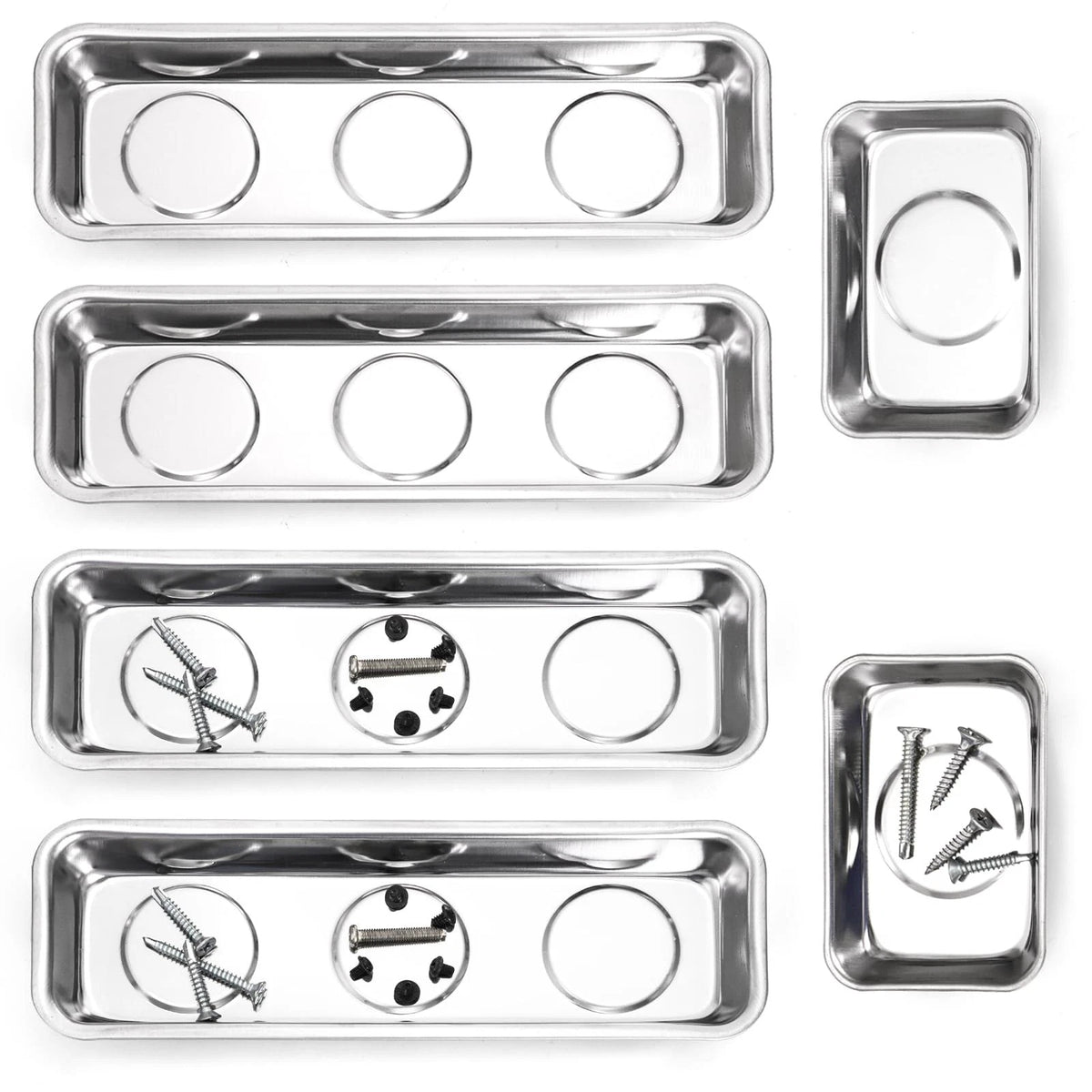 Okllen Set of 6 Small Magnetic Parts Trays, Stainless Steel Tray...