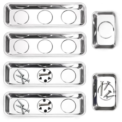 Okllen Set of 6 Small Magnetic Parts Trays, Stainless Steel Tray...