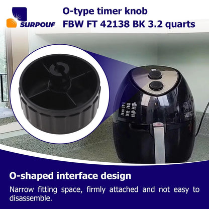 SURPOUF Timer knob FBW FT 42138 BK 3.2 Quart Fits For as pic, Black