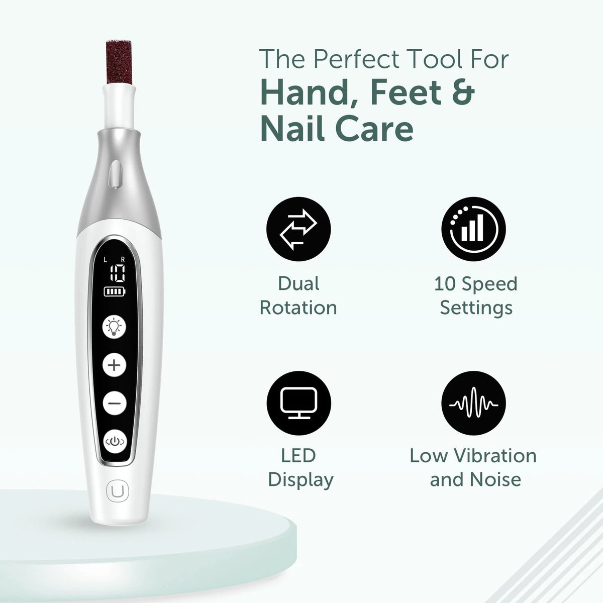 PediLux Pro Professional Manicure Pedicure Kit, Cordless 32 Piece Set, White