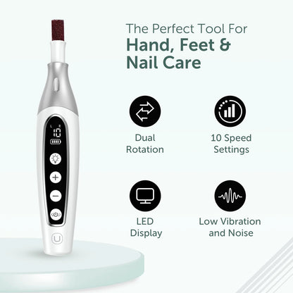 PediLux Pro Professional Manicure Pedicure Kit, Cordless 32 Piece Set, White