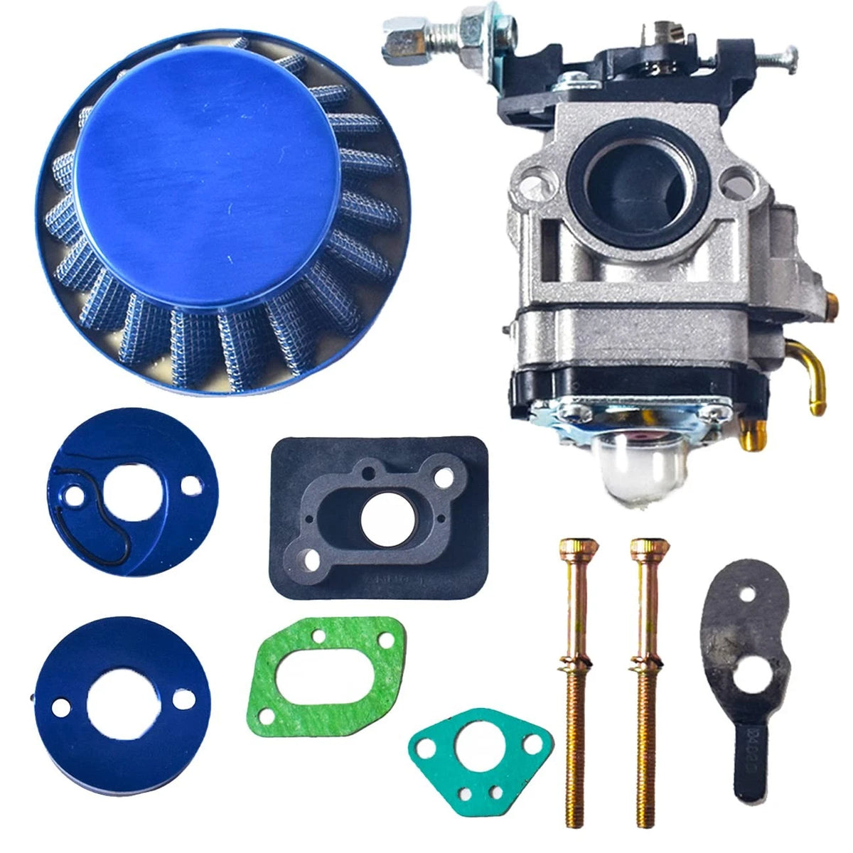 15mm Carburetor Carb Upgrade Kit Air Filter Manifold Inatake Pipe Inlet blue