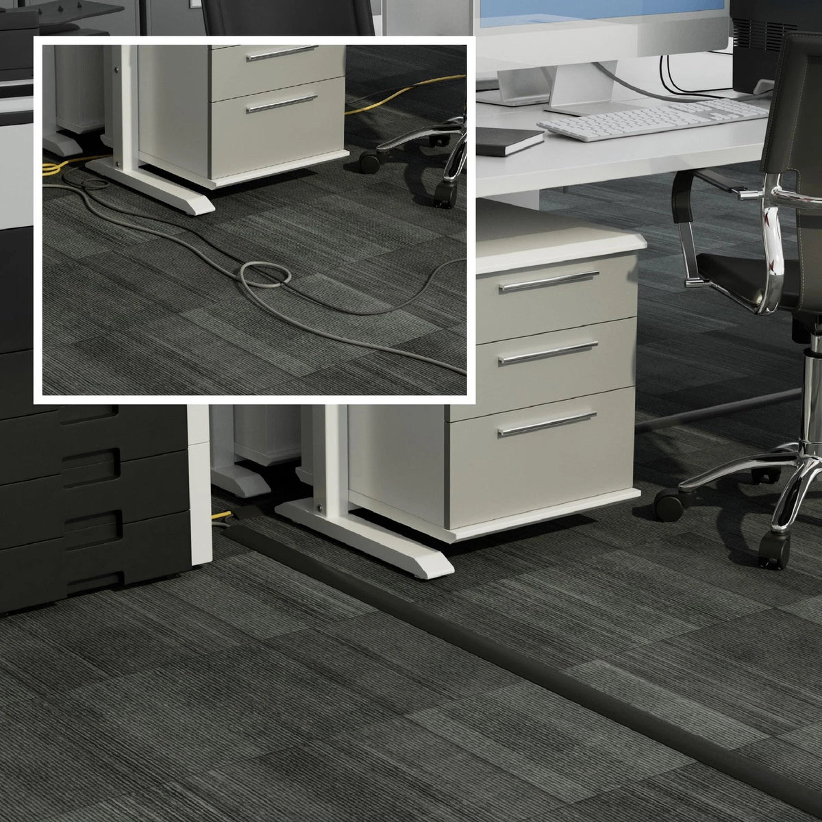 D-Line 6ft Floor Cord Cover, Cable Protector, Hide Extension 6 Feet, Black