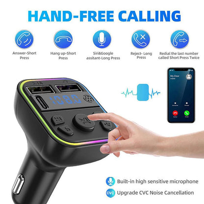 Car FM Transmitter Adapter Radio MP3 Player Type-C Dual USB Fast Charger