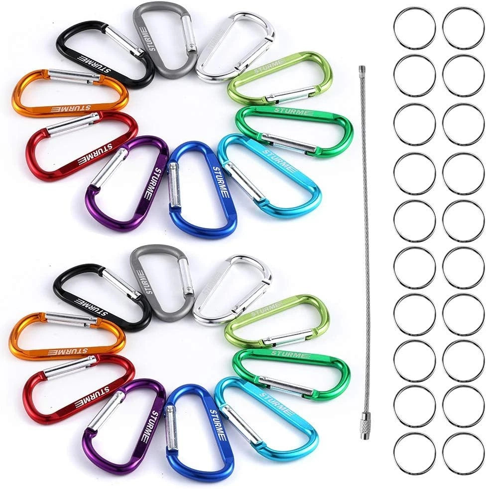 20pcs 2.7" Carabiner Clip Durable Carabeaner Hooks 2.7'', Black